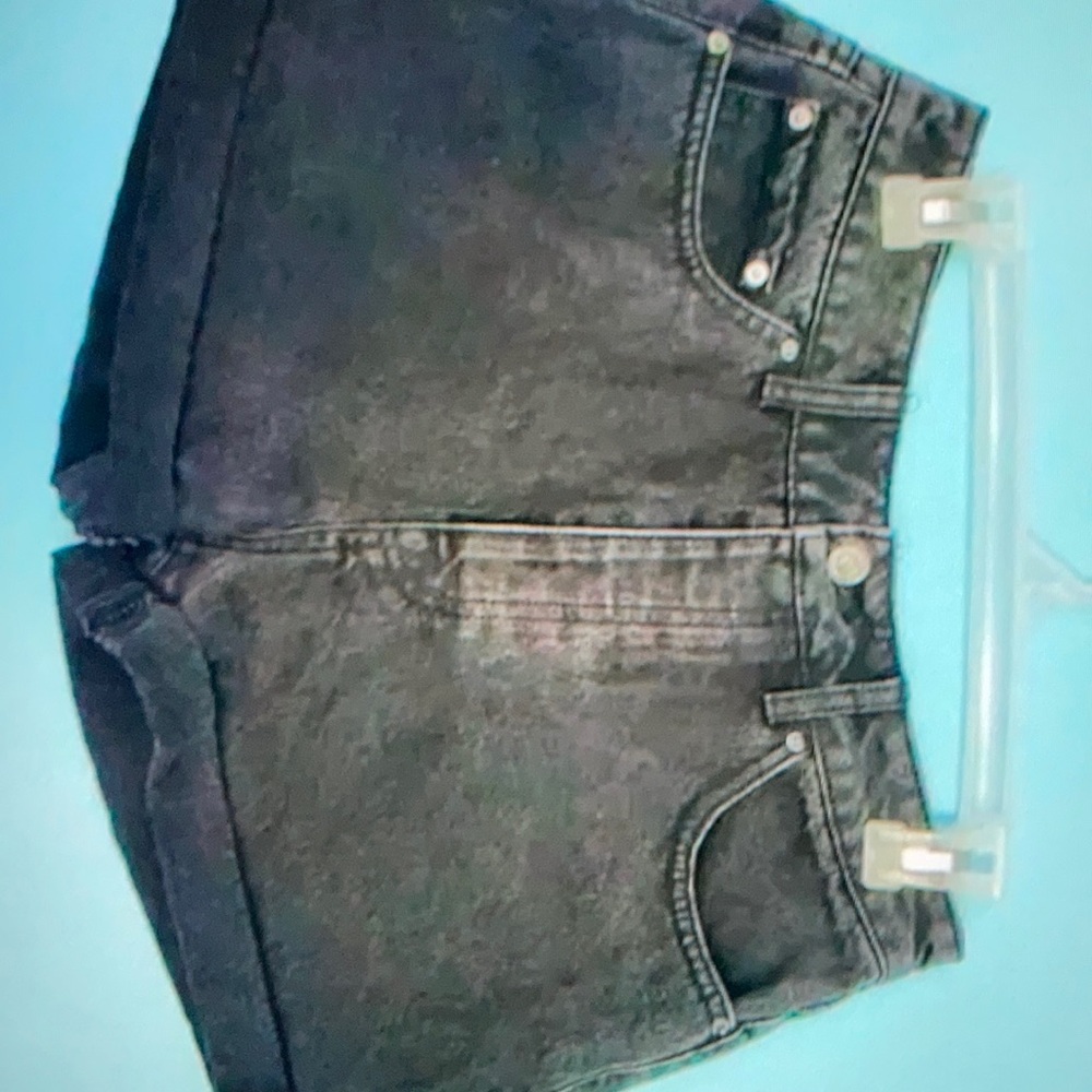 Forever 21 black high waisted cuffed denim shorts